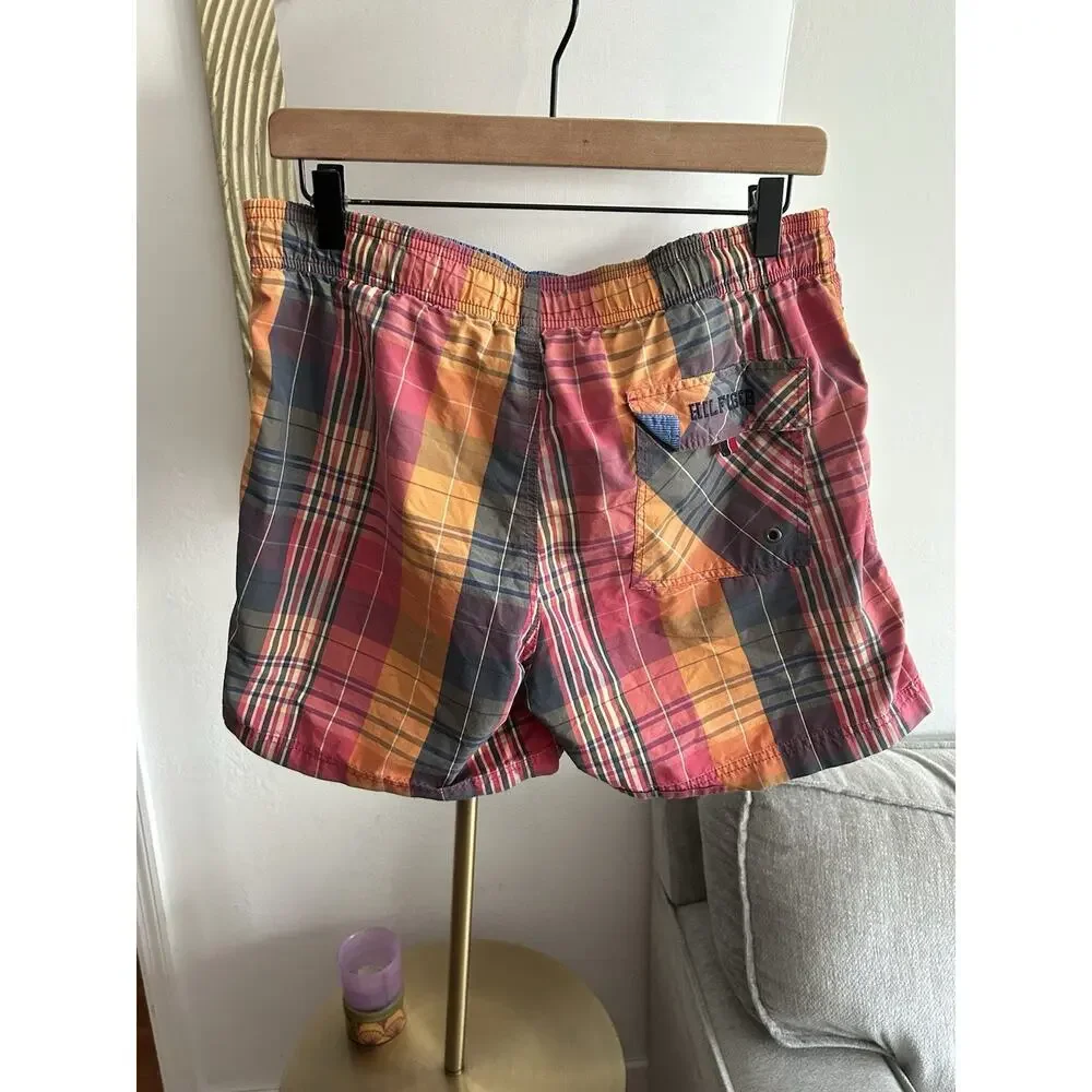 Tommy Hilfiger Plaid  Swim Trunks  M Cotton Beach Summer
